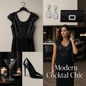 Black Sequin Cocktail Dress — Timeless City Glamour